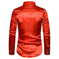 Miniatyrbild 3 av 4: Män Glittrande paljetter Button-down Slim Fit Formella skjortor Party Evening Långärmad Klänning Skjorta Topp Red L