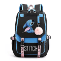 Miniatyrbild 2 av 3: Stitch USB Uppladdningsbar skolväska Manlig och kvinnlig studentryggsäck Ryggsäck_a BLACK