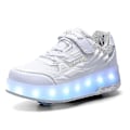 Miniatyrbild 2 av 5: Kid Wheels Shoes Roller Skate Shoes 2 Wheels Child Deform Sneakers Outdoor Sport Deformation Parkour Runaway Boy Girl Youth Gift White grey 41
