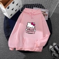 Miniatyrbild 5 av 5: Tecknad Sanrio Hello-kitty Söt huvtröja för kvinnor Koreanska flickor Modetröja Vår och höst Modell Kläder Casual Långärmad XXXL grey