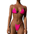 Miniatyrbild 1 av 5: Baddräkt Fylld String Baddräkt Bikini Set Bandage Solid brasiliansk baddräkt red L