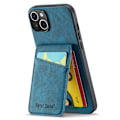 Miniatyrbild 2 av 5: FIERRE SHANN Korthållare Phone case för iPhone 13 RFID Blocking PU Läder+TPU Kickstand Cover Blue