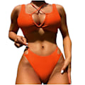 Miniatyrbild 1 av 5: Plus size baddräkt för kvinnor baddräkter dam nya bikini tredelade baddräkt Solid split baddräkt set baddräkter Orange L