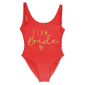 Miniatyrbild 1 av 5: S-3xl Print Team Brud Baddräkt i ett stycke Kvinnor Badkläder Bachelorette Party Baddräkt Sommar Beatchwear Baddräkt gold red M