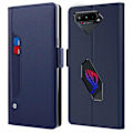 Miniatyrbild 1 av 5: För Asus Rog Phone 5 Spegelfunktion Magnetisk stängning Pu Läder Phone case Folio Flip Stand Korthållare Cover Blue