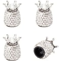 Miniatyrbild 1 av 7: ROSON ventilstamlock, 4-pack handgjorda Crown Bling Crystal Rhinestone bilhjulsdäckventil, attraktiva dammtäta biltillbehör, Universal White