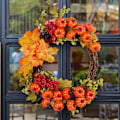 Miniatyrbild 1 av 5: Thanksgiving Simulering Krans Höst Pumpa Vine Krans Dörr Hängande Skördefestdekorationer Orange none