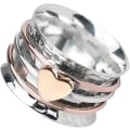 Miniatyrbild 1 av 5: Heart Spinner Ring Fow Kvinnor Män Själv Kärlek Spinner Heart Ring Fidget Anxiety Silver