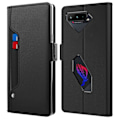 Miniatyrbild 1 av 5: För Asus Rog Phone 5 Spegelfunktion Magnetisk stängning Pu Läder Phone case Folio Flip Stand Korthållare Cover Black