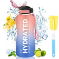 Miniatyrbild 3 av 4: 2,2-liters vattenflaska, BPA-fri, 2,2 l, drickflaska med sugrör och tidsmarkeringar, 2 200 ml, gymnastikflaska för sport, cykling, yoga, v Frostad rosa N