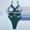 Miniatyrbild 5 av 5: Baddräkt Dam Baddräkt Dam Print Set Baddräkt Tvådelad BH Badkläder Beachwear Tankini Baddräkter för kvinnor Green S