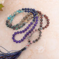 Miniatyrbild 3 av 5: 7 Chakra Mala Unik 8mm Natursten Lång Tofs Halsband Kvinnor Meditationshalsband Knotted Bead Yoga Halsband Smycken Rhodochrosite none