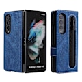 Miniatyrbild 1 av 4: Case med fullständigt skydd i magnetiskt läder kompatibelt med Samsung Galaxy Z Fold 3 med kortplatsstativ. Blue