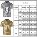 Miniatyrbild 4 av 4: Herr V-ringad Sparkle Kortärmade Glänsande Pikétröjor 70-tal 80-tal Disco Party Casual T-shirts T-tröjor Black 2XL