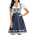 Miniatyrbild 1 av 5: Ny dam Dirndl bayersk damtraditionell klänning öl flicka klänning blus förkläde Gray Blue XL