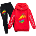 Miniatyrbild 1 av 2: Tecknade barn Prestonplayz Sweatshirts Tonårsflickor Pojkar Preston Playz Vår Höst Sport Fritid Långärmade Huvtröjor Set PH1501-2-RD 100CM(2-3Y)