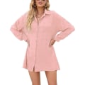 Miniatyrbild 5 av 5: Dam Beach Cover Up Roll-up ärm Button Down Shirts Baddräkt Cover Up