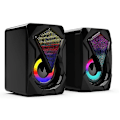 Miniatyrbild 2 av 5: X2 datorhögtalare med subwoofer för pc stationär dator bärbar dator ledbelysning hemmabiosystem USB trådbunden ljudbox Black none