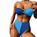 Miniatyrbild 1 av 4: Bikinirem Baddräkt Baklös Baddräkt Dam Splicing Baddräkt Färgblockering Blue M