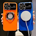 Miniatyrbild 5 av 5: Case kompatibelt med Iphone 15 Pro Max/15 Pro, Matt PC Stort phone case med läckageetikett magnetiskt fäste White For iPhone 15 Pro