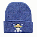 Miniatyrbild 1 av 4: One Piece Anime Theme Pirate Monkey D.luffy Pattern Beanie Hat For Herr Kvinnor Unisex Vinter Varm Manschett Cap Mjuk Stretch Stickad Beanies Blue