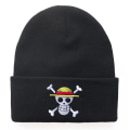 Miniatyrbild 2 av 3: One Piece Anime Theme Pirate Monkey D.luffy Pattern Beanie Hat For Herr Kvinnor Unisex Vinter Varm Manschett Cap Mjuk Stretch Stickad Beanies Red