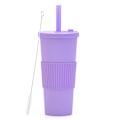 Miniatyrbild 1 av 5: 700ml Stor kapacitet dubbellagers plastkopp Halmmjölk Tekopp Bärbar utomhushalmkopp purple