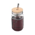Miniatyrbild 2 av 5: Masonburkar i glas Smoothiekoppar med bred mun Återanvändbara Boba-tekoppar med bambulock och silverhalm 960ML 2Pcs