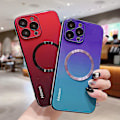 Miniatyrbild 4 av 5: Case kompatibelt med Iphone 15 Pro Max, Gradient Color Glas Cover med linsskydd, kompatibelt med Magsafe Red For iPhone 15 Pro Max