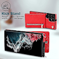 Miniatyrbild 2 av 4: Case i läder för Samsung Galaxy S23 Ultra/ S23+/ S23 med halsrem & stativ & dragkedja Red for S23 Plus