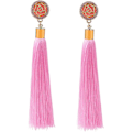Miniatyrbild 1 av 3: Rose Flower Long Thread Tassel Drop örhängen för kvinnor, Boho Tassel Statement örhängen för kvinnor