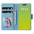 Miniatyrbild 4 av 5: Marble Bronzing Läder Phone case för iPhone 15 Blue