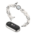 Miniatyrbild 1 av 5: För Xiaomi Smart Band 8 magnetiskt watch äkta koläder+kedjearmband av aluminiumlegering White