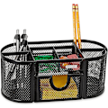 Miniatyrbild 2 av 4: Mesh Pencil Cup Organizer, fyra fack, stål, 8,7" x 4,3" x 4,1", svart null none