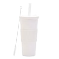 Miniatyrbild 1 av 5: 700ml Stor kapacitet dubbellagers plastkopp Halmmjölk Tekopp Bärbar utomhushalmkopp white