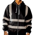 Miniatyrbild 1 av 3: Män Hi Viz Synlighet Säkerhet Arbetsrock Jacka Hoody Sweatshirt Toppar Ytterkläder Black M