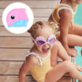 Miniatyrbild 3 av 5: Cap Barn-1 förpackning Silikon Roliga badmössor för flickor och pojkar, badmössor för barn med tecknade hajar & minnows-design pink blue