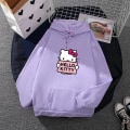 Miniatyrbild 3 av 5: Tecknad Sanrio Hello-kitty Söt huvtröja för kvinnor Koreanska flickor Modetröja Vår och höst Modell Kläder Casual Långärmad L Purple