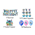 Miniatyrbild 5 av 5: Stygn tema födelsedagsfest dekoration ballonger banners tårta toppers set null none