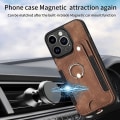 Miniatyrbild 3 av 5: Plånbok Rfid Kreditkortshållare Ring Stativ Phone case För Iphone 15 Pro/15 Pro Max 15 Ultra Med handledsrem Brown iPhone 15 Pro