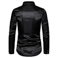 Miniatyrbild 3 av 4: Män Glittrande paljetter Button-down Slim Fit Formella skjortor Party Evening Långärmad Klänning Skjorta Topp Black M