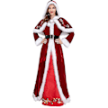 Miniatyrbild 2 av 5: Plus Size Deluxe Velvet Vuxna Juldräkt Cosplay Par Jultomtekläder Fancy Dress Xmas Uniform Kostym För Män Kvinnor Red  Man M