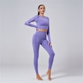 Miniatyrbild 4 av 5: 2-delat set Kvinnor Träningskläder Gym Set Fitness Sportkläder Crop Top Sports BH Sömlösa Leggings Active Wear Outfit Kostym C Green 2pcs25 M
