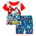 Miniatyrbild 1 av 2: Barn Marvel Dc Superhjältekläder Sommar Kortärmad T-shirt Shorts Pyjamas Set Sovkläder Three Spuerhero 2-3 Years