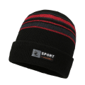 Miniatyrbild 1 av 5: Stripes Ull Stickad Slouchy Beanie Hat Fast Rebound Tyg Vinter Hattar Perfekt semesterpresent till pappa pojkvän Red