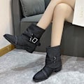 Miniatyrbild 5 av 5: Dam Ankelstövlar Chunky Heel Cowgirl Boots Andningsbara Arbetskängor Casual Vinter Skor Black EU 42
