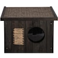 Miniatyrbild 3 av 4: Katthus - Springos® - Svart trä - 49,5 x 58 x 36 cm - Platt tak - Väderbeständigt svart