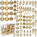Miniatyrbillede 4 af 4: Julekugler - SPRINGOS - 72 stk - Ubrydelig plast - Guld - Ø 4-6 cm Snape