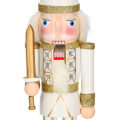 Miniatyrbillede 2 af 4: SPRINGOS® Nøddeknækker træfigur soldat med sværd Højde 38 cm creme juledekoration Vit