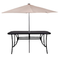 Miniatyrbillede 3 af 4: SPRINGOS® havebord med glasplade og parasolhul 90 x 150 cm - Sort - Design - Metal Svart